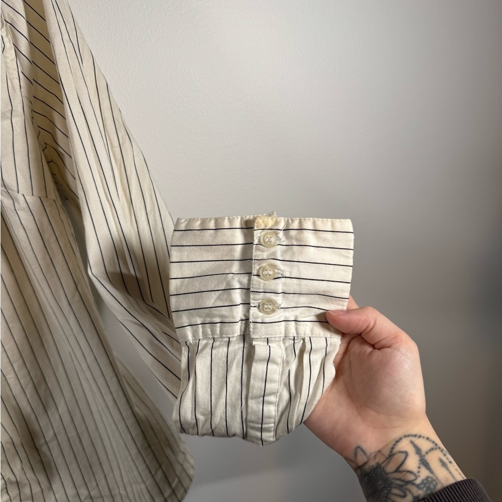 Y2K Pinstripe Button Down Office Siren Size XL - Picture 4 of 6
